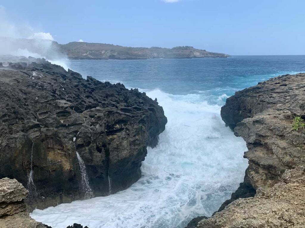 angel billabong big wave crashing natural pool