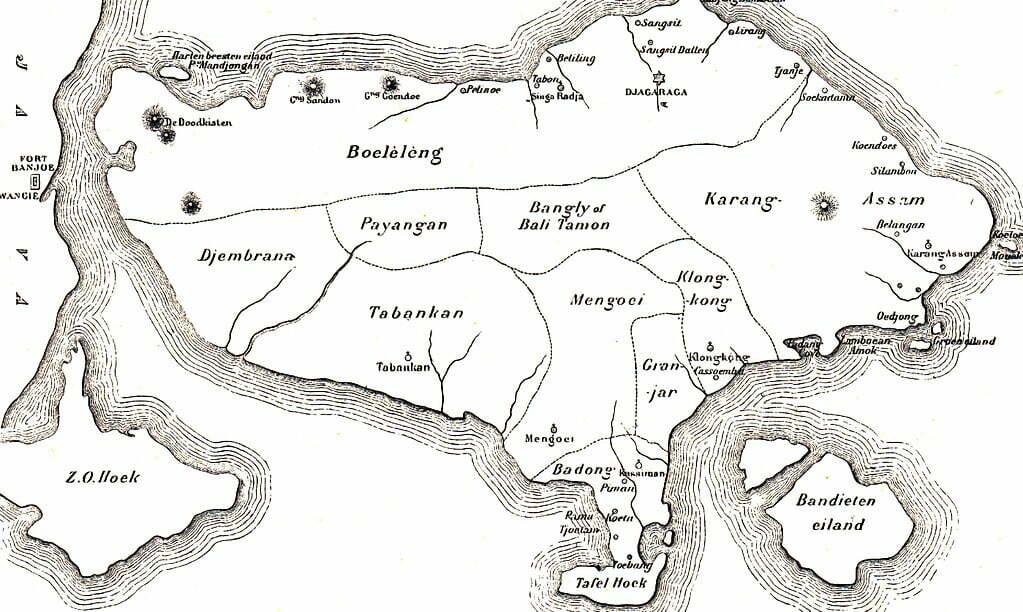 History of Bali map of Bali in 1900