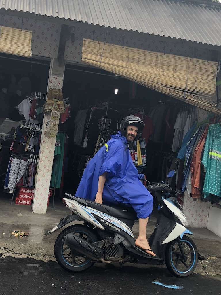 Scooter in Nusa Penida Bali in the rain