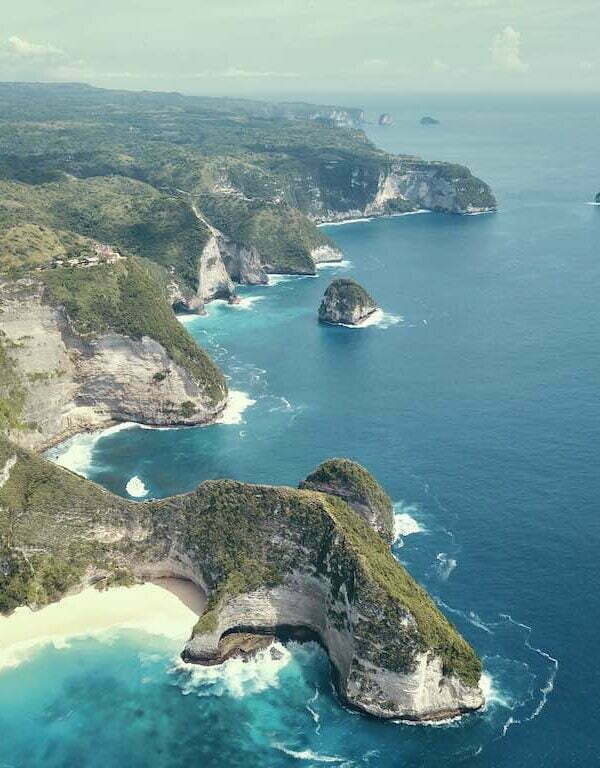 Kelingking Beach Nusa Penida Bali Indonesia from drone