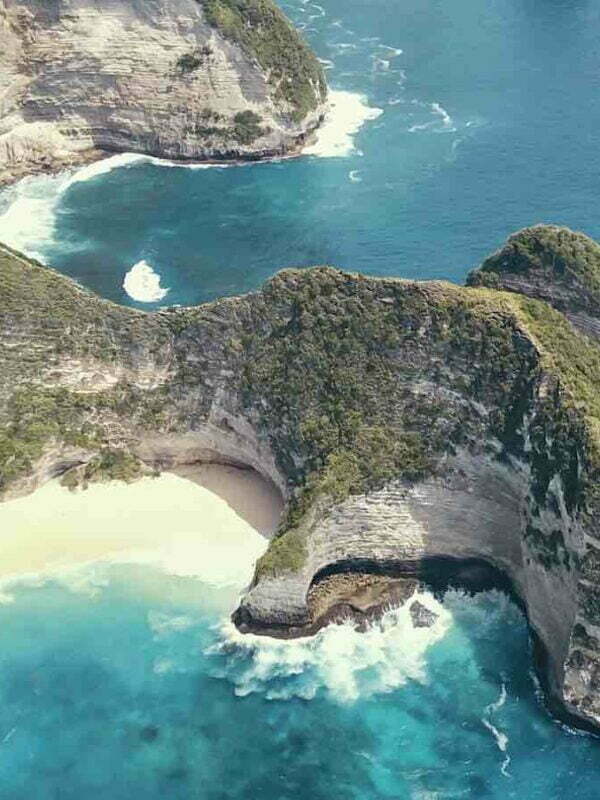 Kelingking Beach Nusa Penida Bali drone panorama