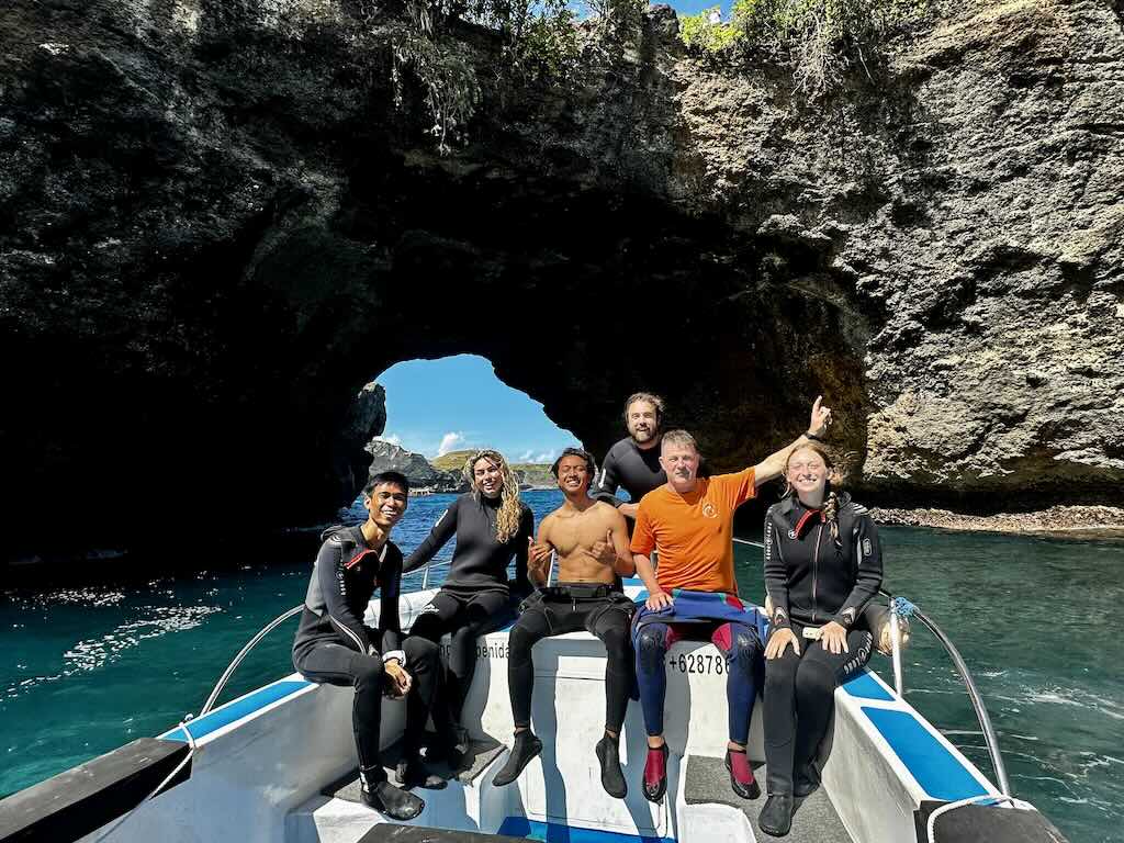 happy divers during a diving day in Nusa Penida