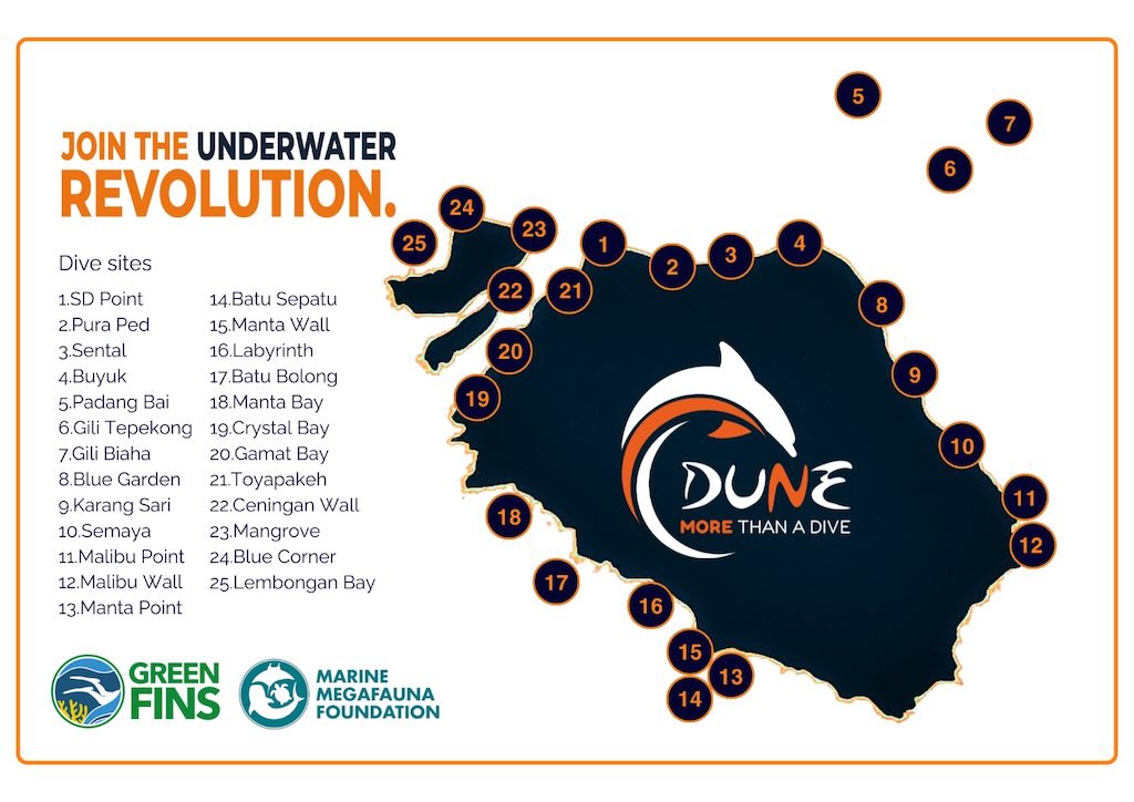 Nusa Penida dive sites map Bali showing manta point crystal bay and drift dive locations