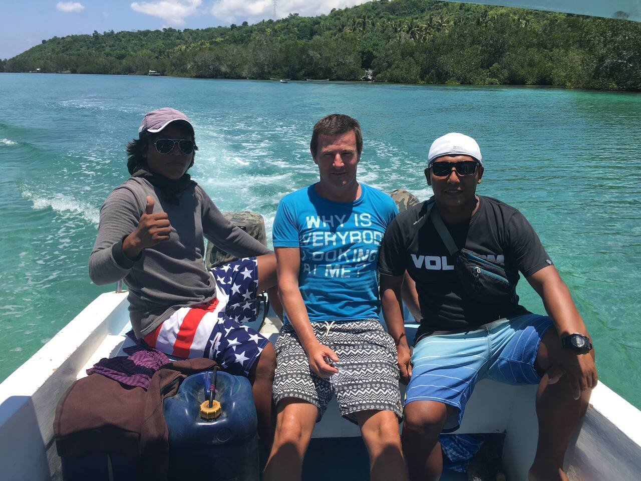 Blaise Jaeger on the boat crossing to Nusa Lembongan in February 2016, the trip that led him to open a dive centre in the Nusa islands