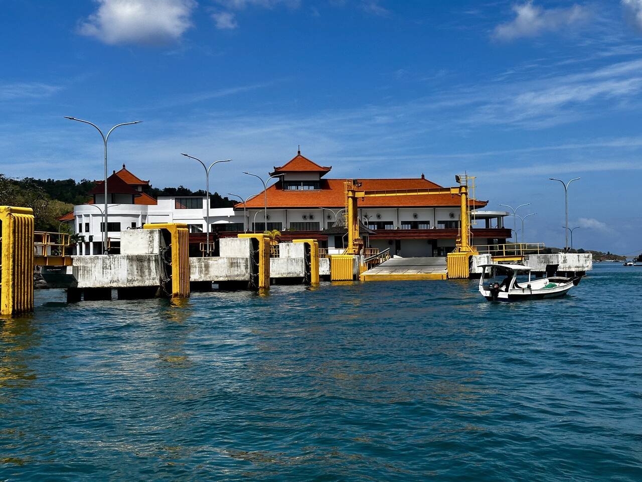 Boats at the port serving Nusa Lembongan and Nusa Ceningan